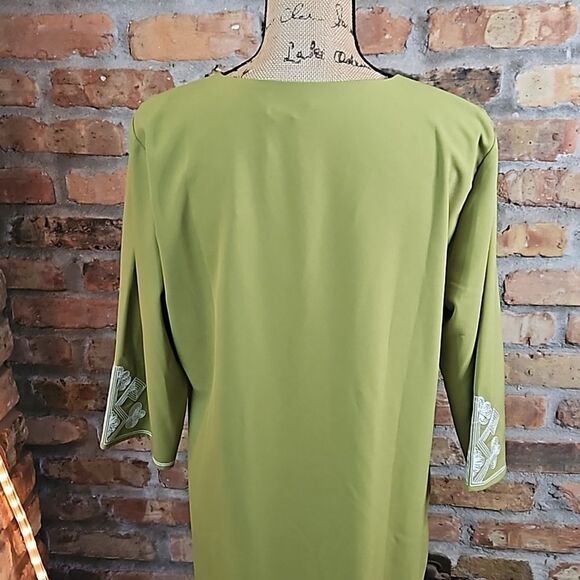 NWT Timeless Naeem Khan Chartreuse embroidered dress size Large - Picture 7 of 14